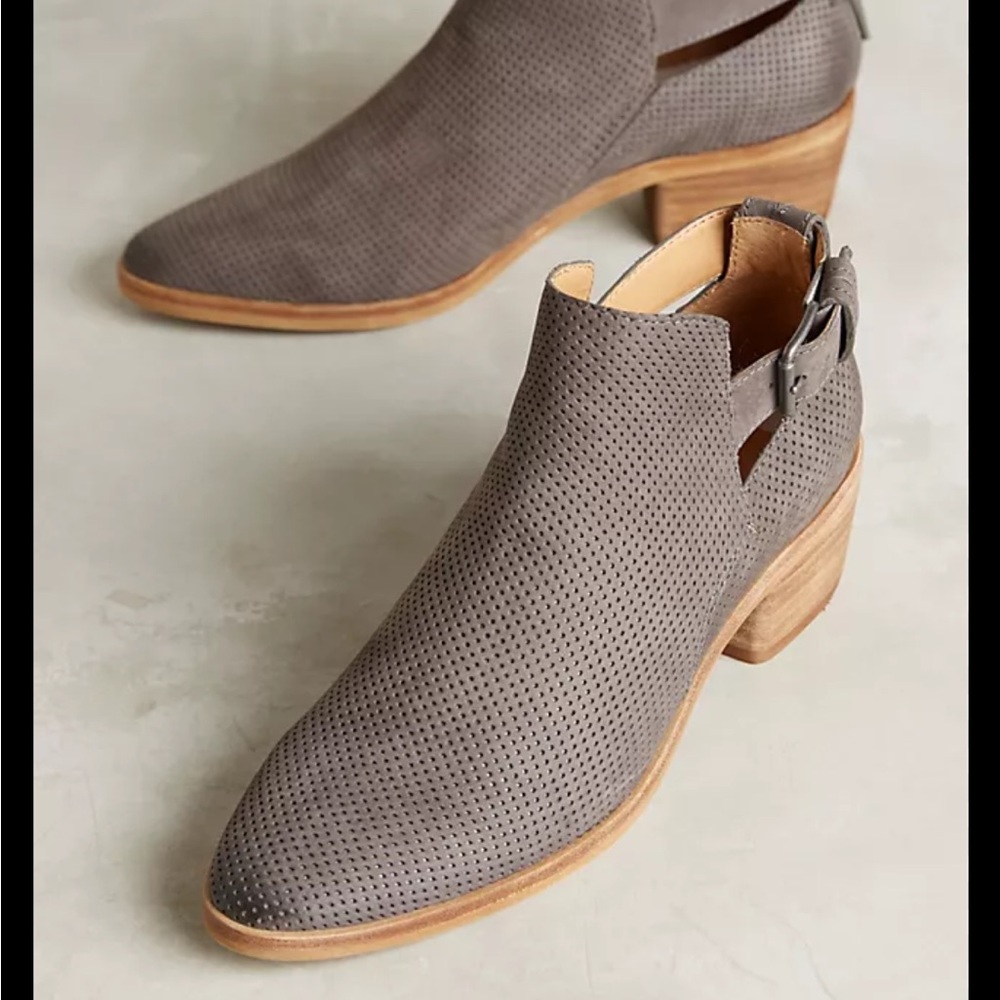 Dolce Vita Kara suede perforated ankle bootie.
